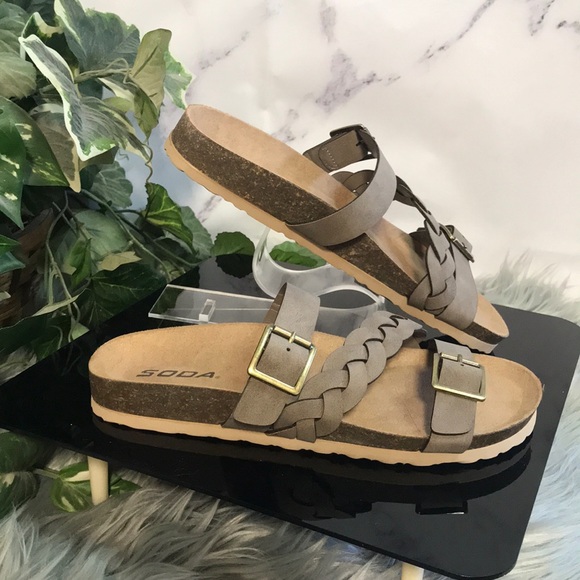 Shoes - 5🌟Review Braided Strap Buckle Taupe Womens Sandal